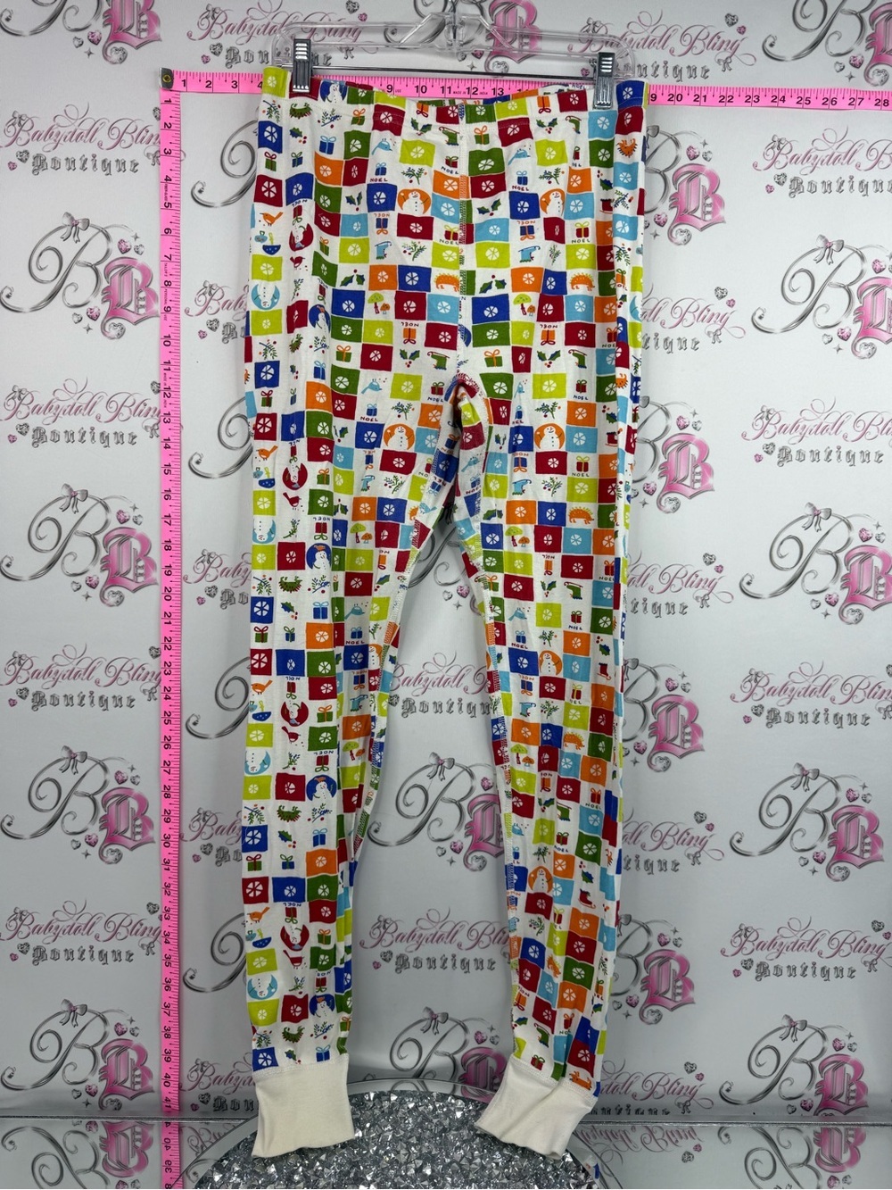 Hanna Andersson pants joggers Christmas Multicolor Grid Print Track Pants